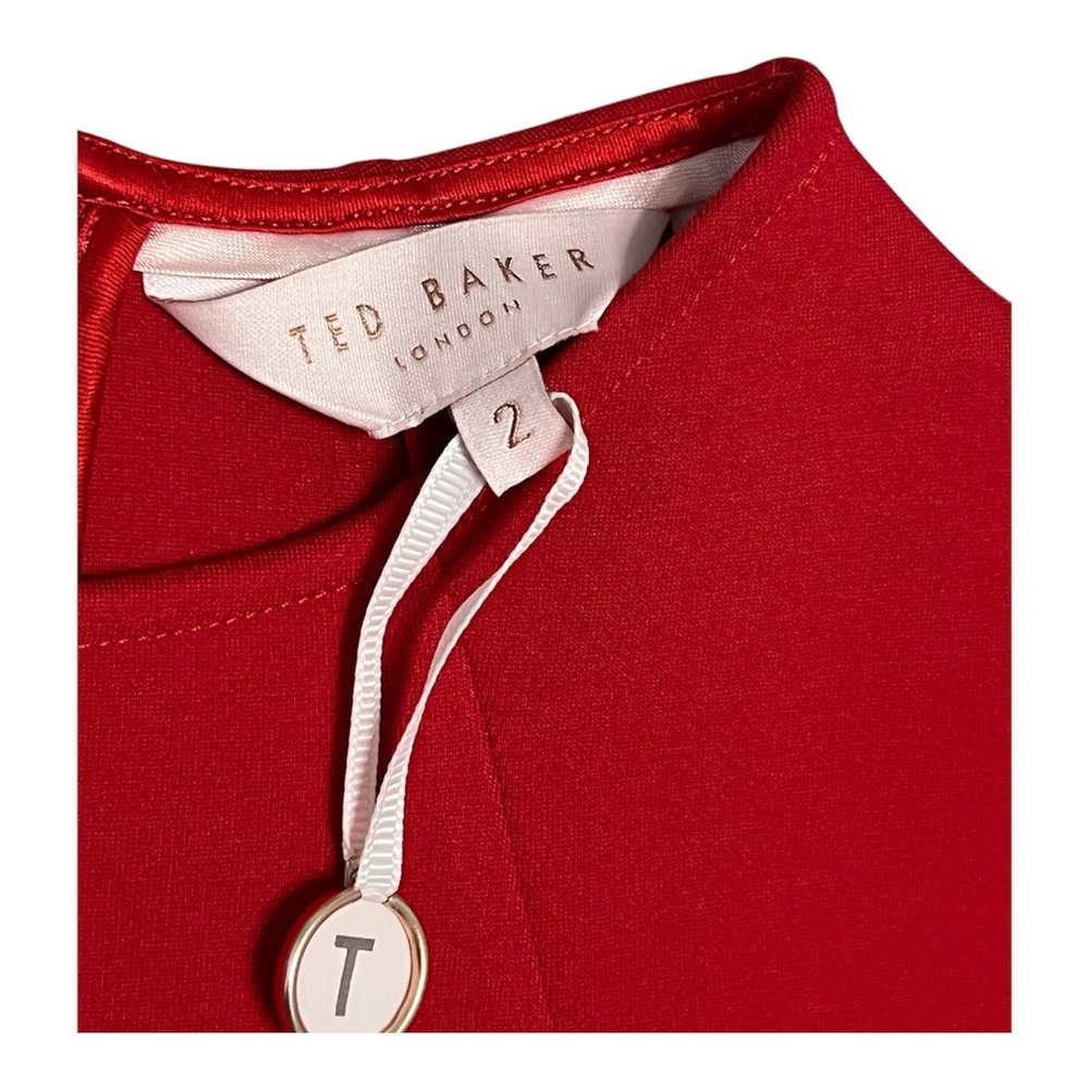 NWT TED BAKER LONDON flared skirt detail dress in bright red size 2 (USA size 6) - Picture 10 of 12